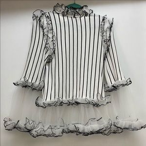 Akira black and white tulle blouse